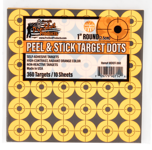 Pro-Shot 1RDOT360 Peel & Stick Target Dots Self-Adhesive Paper Orange 1" Dot 10Pack/360Targets