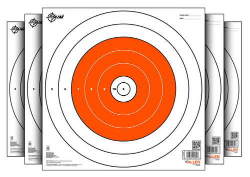 EZ-Aim 15496 Bullseye  Paper Hanging 12" x 12" White/Orange 12 Per Pack