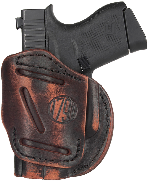 1791 Gunleather 4WH2VTGR 4-Way  IWB/OWB Size 02 Vintage Leather Belt Clip Fits S&W M&P Bodyguard Right Hand