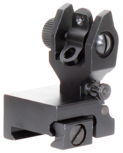 Aim Sports MT201 AR Low Profile Rear Flip Up Sight  Black Anodized Low Profile for AR-15