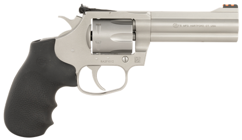 Colt Mfg KCOBRASM4RTS King Cobra Target 357 Mag 6 Shot 4.25" Matte Stainless Steel Barrel, Cylinder & Frame, Black Hogue Overmolded Grips, Exposed Hammer