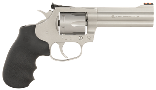 Colt Mfg KCOBRASM4RTS King Cobra Target 357 Mag 6 Shot 4.25" Matte Stainless Steel Barrel, Cylinder & Frame, Black Hogue Overmolded Grips, Exposed Hammer
