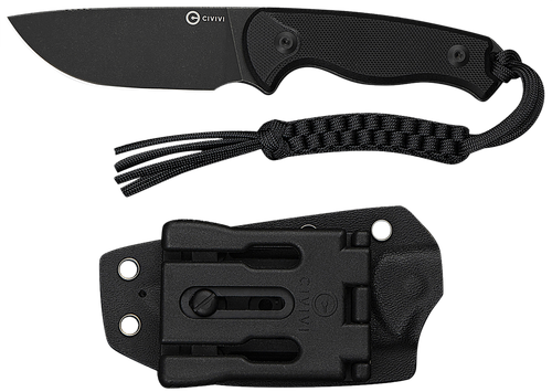 Civivi Knives C23094-1 Timberbark  3.20" Fixed Drop Point Plain Black Stonewashed 14C28N Steel Blade, 3.69" Black Textured G10 Handle