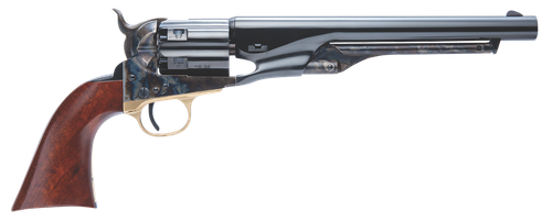 Cimarron CA041 1860 Army .44 Cal 6 Shot, 8" Blued Round Steel Barrel, Blued Engraved/Fluted Cylinder, Color Case Hardened Steel Frame, Smooth Walnut Grip, Exposed Hammer
