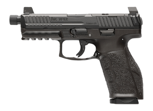 HK 81001224 VP9A1 X Tactical Full Size 9mm Luger 15+1 4.70" Black Threaded Barrel, Black Steel Serrated w/Optic Slide, Black Polymer Frame w/Picatinny Rail, Textured Grip