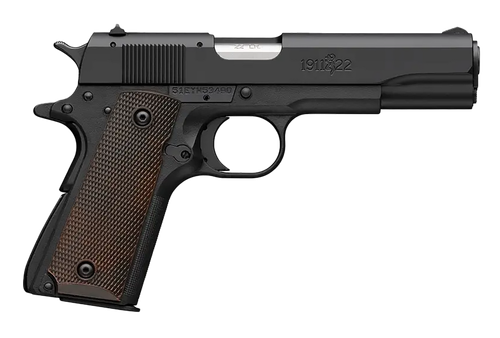 Browning 051063490 1911 A1 Full Size Frame 22 LR 10+1 4.25" Stainless Steel Barrel, Matte Black Serrated Slide, Matte Black Polymer Frame, Brown Composite Grip