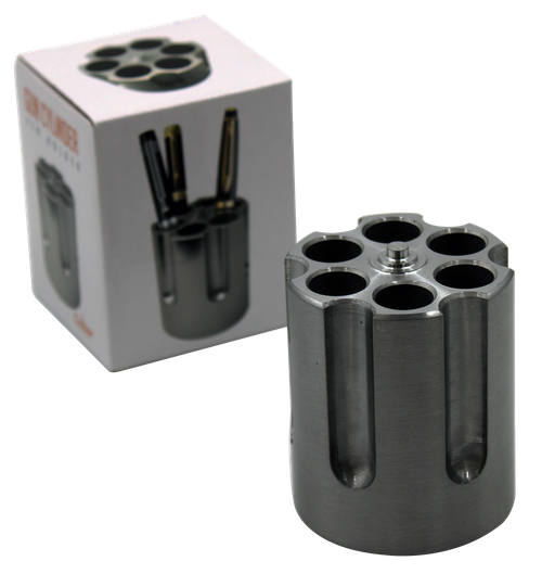 Caliber Gourmet CBG1007BK Caliber Gourmet Cylinder Pen Holder Black Aluminum 3.25" x 2.75" Pistol Cylinder