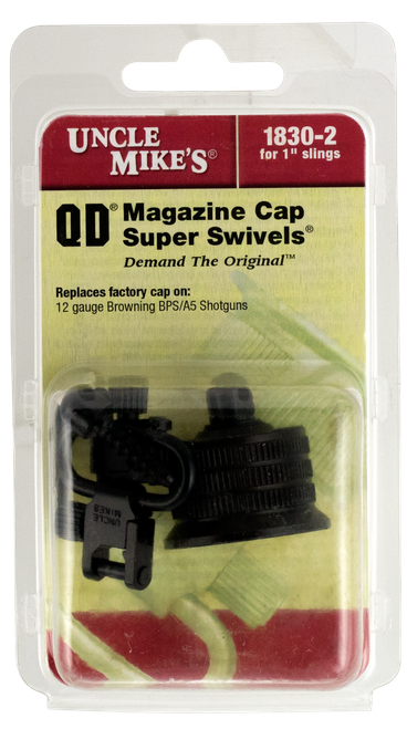 Uncle Mike's 18302 Mag Cap Swivel Set made of Steel with Blued Finish, 1" Loop Size & Quick Detach Style for 12 Gauge Browning BPS, A5 Includes Two Super Swivels