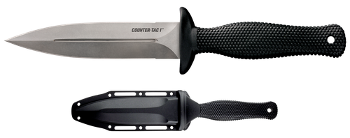 Cold Steel CS10BCTL Counter TAC I 5" Fixed Spear Point Plain Stone Washed AUS-8A SS Blade/ Black Textured Kray-Ex Handle Includes Belt Clip/Sheath