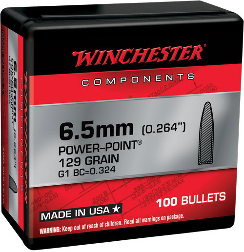 Winchester Ammo WB65PP129X Power-Point  6.5Creedmoor 129gr 100 Per Box/10 Case