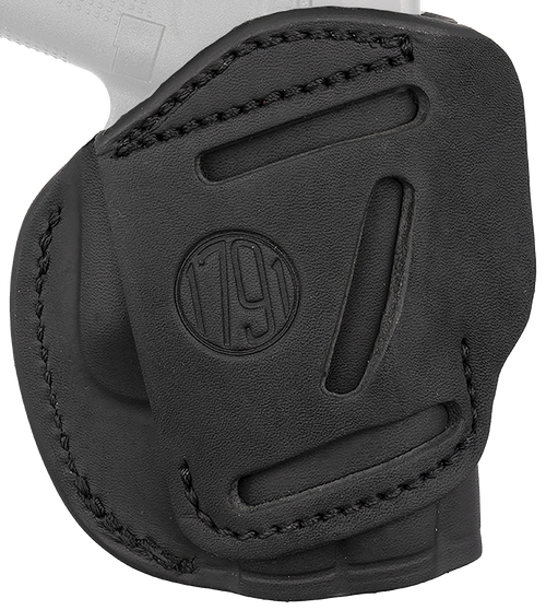 1791 Gunleather 4WH2SBLL 4-Way  IWB/OWB Size 02 Stealth Black Leather Belt Clip Compatible w/Ruger LCP/S&W Bodyguard/Glock 42/43/43X Left Hand