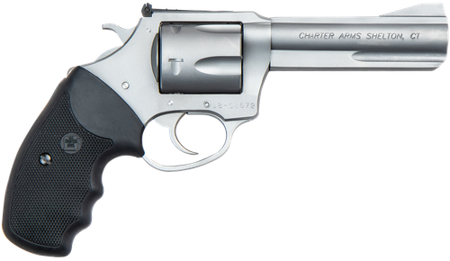 Charter Arms 73542 Mag Pug Target Large 357 Mag, 5 Shot 4.20" Matte Stainless Steel Barrel, Cylinder & Frame w/Black Finger Grooved Rubber Grip