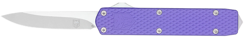 CobraTec Knives MNPURMGEN2DNS Mini Mamba Gen II 2.25" OTF Plain Stonewashed D2 Steel Blade, 3.38" Purple Textured Anodized Aluminum Handle, Features Glass Breaker, Includes Pocket Clip