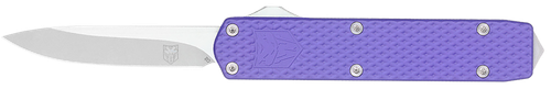 CobraTec Knives MNPURMGEN2DNS Mini Mamba Gen II 2.25" OTF Plain Stonewashed D2 Steel Blade, 3.38" Purple Textured Anodized Aluminum Handle, Features Glass Breaker, Includes Pocket Clip
