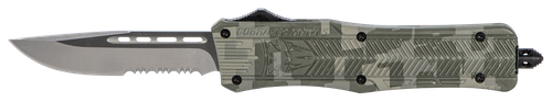 CobraTec Knives MADCCTK1MDS CTK-1  Medium 3" OTF Part Serrated D2 Steel Blade Army DigiCamo Aluminum Handle Features Glass Breaker Includes Pocket Clip