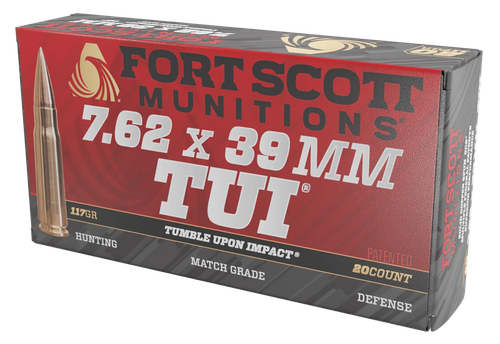 Fort Scott Munitions 762X39117SCV Tumble Upon Impact (TUI) Rifle 7.62x39mm 117gr Solid Copper Spun 20 Per Box/10 Case