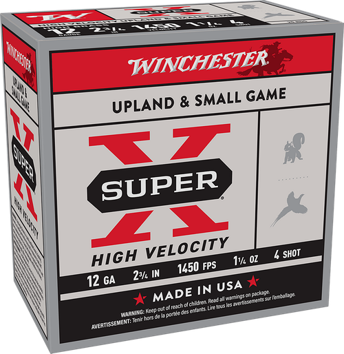 Winchester Ammo X12HV4 Super X High Velocity 12Gauge 2.75" 1 1/4oz 4Shot 25 Per Box/10 Case