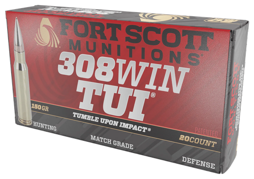 Fort Scott Munitions 308150SCV2 Tumble Upon Impact (TUI) Rifle 308Win 150gr Solid Copper Spun 20 Per Box/10 Case