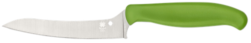 Spyderco K14PGN Z-Cut Pointed 4.40" Fixed Plain Stonewashed CTS BD1N SS Blade, Green Textured Polypropylene Handle