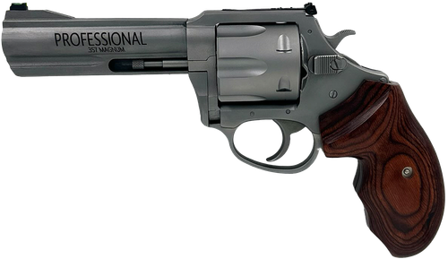 Charter Arms 73546 Professional VI Extra Large, 357 Mag 6 Shot 4.20" Matte Stainless Steel Barrel, Cylinder & Frame w/Wood Grip, Exposed Hammer