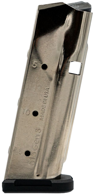 Shield Arms SAS15NGEN3 S15 Magazine Gen 3 15rd Flush 9mm Luger Fits Glock 48/43X Nickel Steel