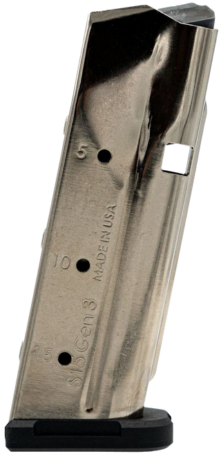 Shield Arms SAS15NGEN3 S15 Magazine Gen 3 15rd Flush 9mm Luger Fits Glock 48/43X Nickel Steel