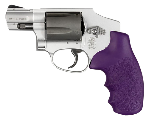 Hogue 60006 OverMolded Monogrip Cobblestone Purple Rubber with Finger Grooves for S&W J Frame with Round Butt