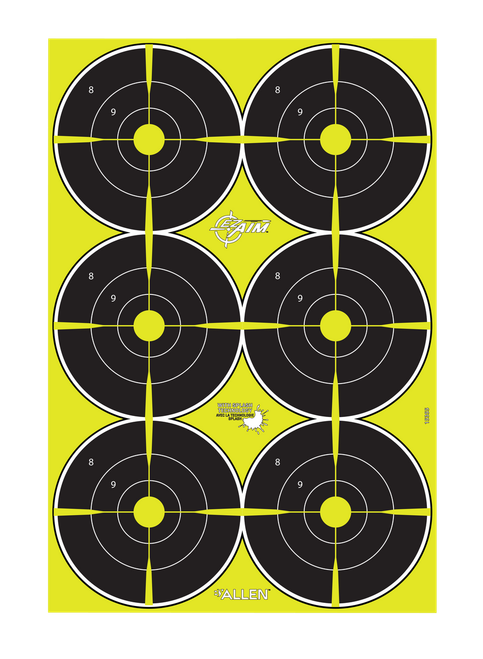 EZ-Aim 15355 Splash Reactive  Bullseye Hanging Paper 12" x 18" Black/Yellow Yellow 8 Pack