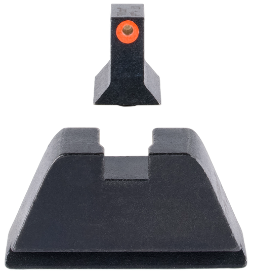 Trijicon GL201C601138 Suppressor/Optic Height Sights  Green/Tritium Orange Outline Front Sight-Black/Blank Rear Sight Glock 17/17L/19/22 Standard Frame