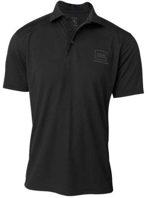 Glock AP96211 Glock Perfection Polo  Black Polyester Mesh Short Sleeve Small