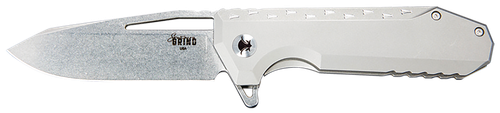 Southern Grind SG0903001101 Penguin  3.50" Folding Drop Point Plain Stonewashed CPM S90V Blade, Silver Titanium Handle