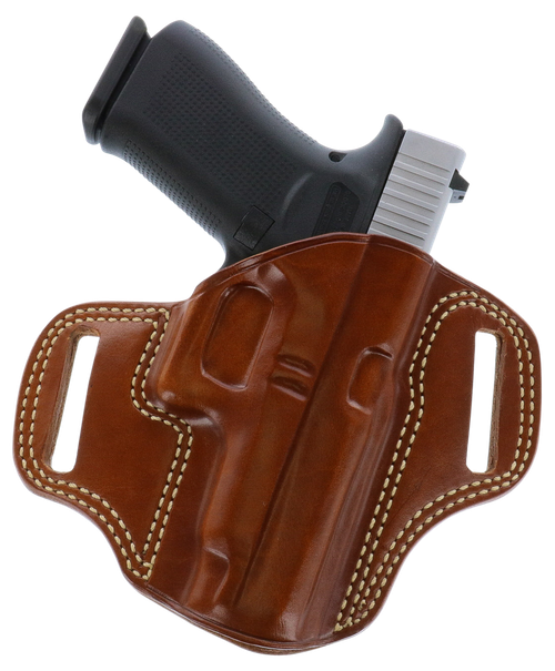 Galco CM226 Combat Master  OWB Tan Leather Belt Slide Compatible w/ Glock 19/Glock 23 Gen2-5/CZ P-10C Belt 1.75" Wide Right Hand