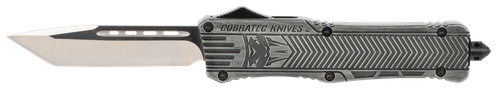CobraTec Knives LSWCTK1LTNS CTK-1  Large 3.75" OTF Tanto Plain D2 Steel Blade/Stonewashed Aluminum Handle Features Glass Breaker Includes Pocket Clip