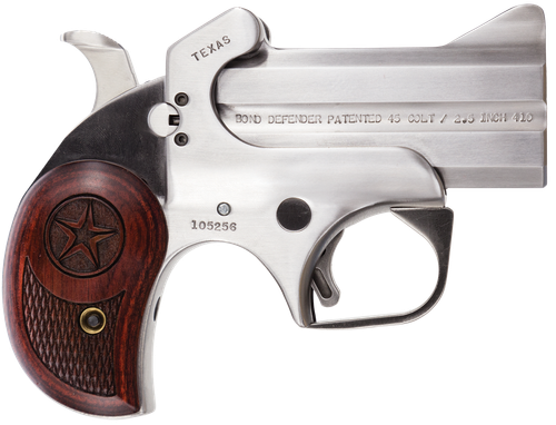 Bond Arms BATD Texas Defender 357 Mag/38 Sp 2rd 3" Barrel, Stainless Metal Finish, Rosewood Grip, Blade Front/Fixed Rear Sights, Manual Safety