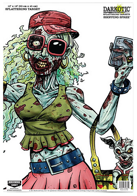 Birchwood Casey 35665 Darkotic Shopping Spree Zombie Valley Girl Paper Hanging Universal 12" x 18" Multi-Color Impact Enhancement Splatter 8 Per Pkg