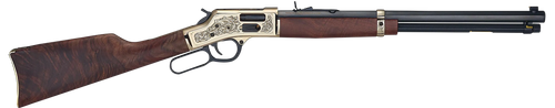 Henry H006GMD Side Gate Deluxe 357 Mag/38 Special 10+1 20" Blued Octagon Barrel, Engraved Polished Brass Rec, Semi-Fancy American Walnut Stock, Adj. Sight