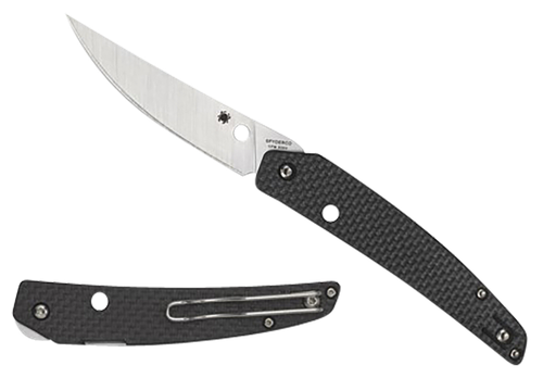 Spyderco C242CFP Ikuchi  3.26" Folding Plain CPM S30V SS Blade/Black Textured Carbon Fiber/G10 Handle Includes Pocket Clip