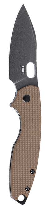 CRKT 5317B Pilar III 2.97" Folding Spear Point Plain Stonewashed D2 Steel Blade, Brown G10/SS Handle