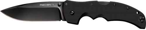 Cold Steel CS27BS Recon 1 4" Folding Spear Point Plain DLC Coated American S35VN Blade/Black G10 Handle Includes Pocket Clip