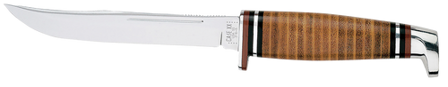 Case 00381 Hunter  5" Fixed Clip Point Plain Mirror Polished Tru-Sharp SS Blade/4.50" Grooved Leather Handle Includes Sheath