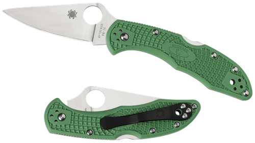 Spyderco C11FPGR Delica 4 Lightweight 2.88" Folding Drop Point Plain VG-10 SS Blade Green Bi-Directional Texturing FRN Handle Includes Pocket Clip