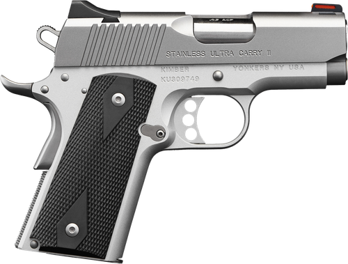 Kimber Mfg.,inc 3200062CA Stainless Ultra Carry II (CA) 45 ACP 7+1 3" Satin Silver Steel Slide Black Synthetic Double Diamond Checkering Grip