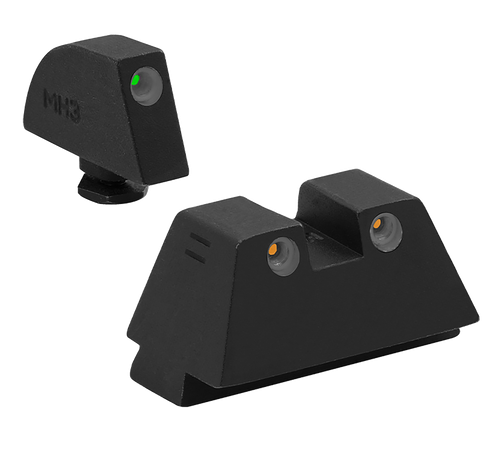 Meprolight USA 102243391 Tru-Dot  Green Tritium White Outline Front Sight-Orange Tritium White Outline Rear Sight Glock 17/17L/19/22/23