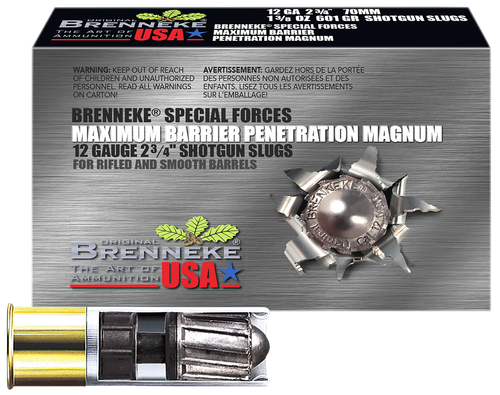 Brenneke SL122MBPM Special Forces Maximum Barrier Penetration Magnum 12Gauge 2.75" 1 3/8oz Slug Shot 5 Per Box/50 Case