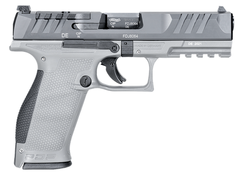 Walther Arms 2858371NP3 PDP  Full Size Frame 9mm Luger 18+1 4.50" Stainless Polygonal Rifled Barrel, Optic Ready/Serrated Steel Slide, Gray Polymer Frame w/Picatinny Rail Ambidextrous