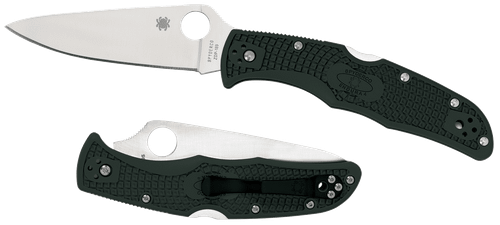 Spyderco C10FPGR Endura 4 Lightweight 3.75" Folding Clip Point Plain VG-10 SS Blade Green Bi-Directional Texturing FRN Handle Includes Pocket Clip
