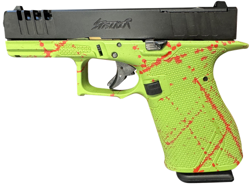 Great Lakes Firearms GL19SZOM Striker  Compact Frame 9mm Luger 15+1 4" Black Nitride Steel Barrel, Black Cerakote Serrated w/Slide Cuts Steel Slide, Zombie Cerakote Polymer Frame & Grip, Ambidextrous