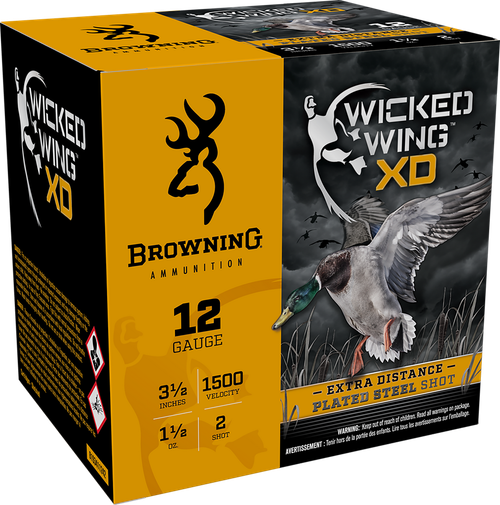 Browning Ammo B193411242 Wicked Wing XD  12Gauge 3.50" 1 1/2oz 2Shot 25 Per Box/10 Case