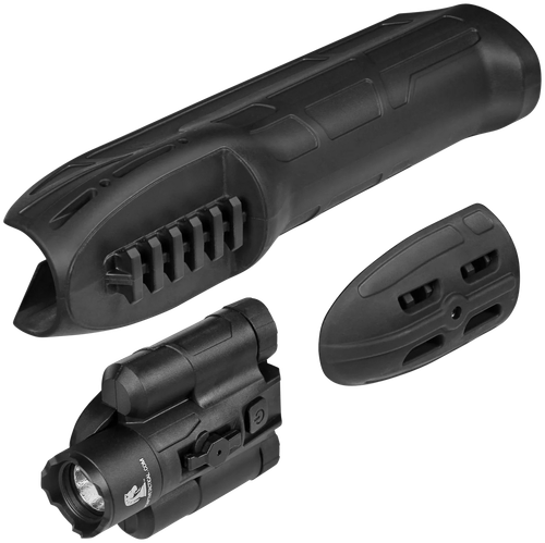 ADAPTIVE TACTICAL AT02901 EX Performance Forend with 300 Lumen Flashlight, Black Polymer, Concealed 2" Picatinny, Fits Most Mossberg 500/590/Maverick 88