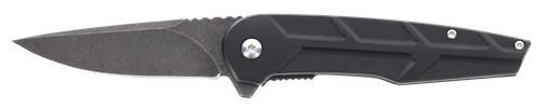Schrade 1159329 Reckon  3.25" Folding Drop Point Plain Dark Stonewash D2 Steel Blade 4.40" Black Aluminum Handle